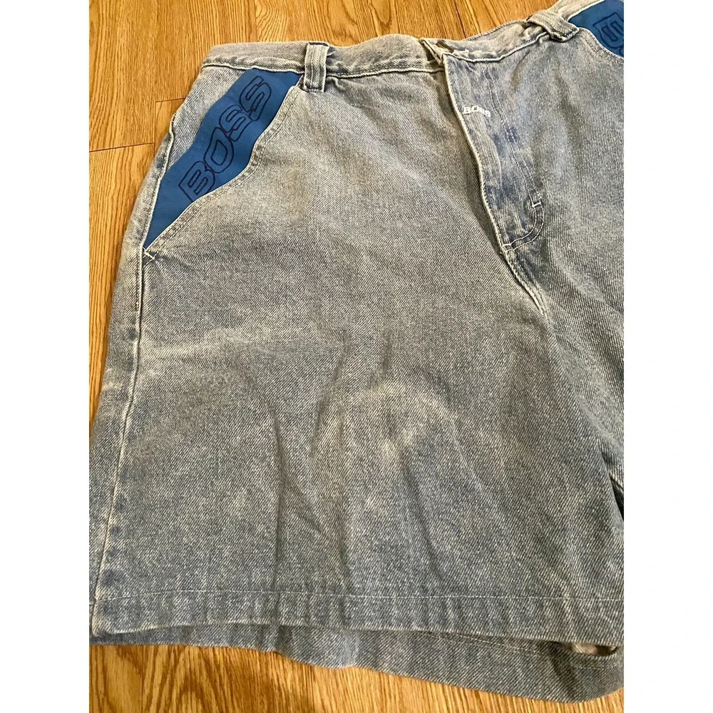 Boss Jean Shorts VTG Distressed Side Spell Outs‎ Men's Sz 38 Faded Look Y2K